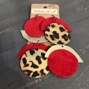 Handmade Leather Drop Earrings.